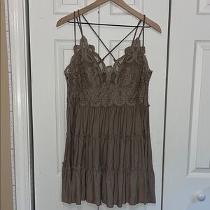 Zenana Outfitters Brown Lace Mini Dress